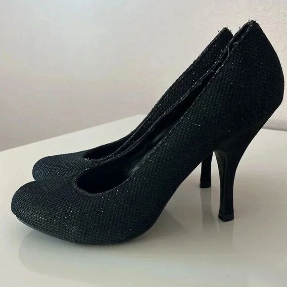 Chinese Laundry Black Nightlight Pump Sz 7.5 Shimmer Party Heel Sparkle Holiday - Picture 2 of 7